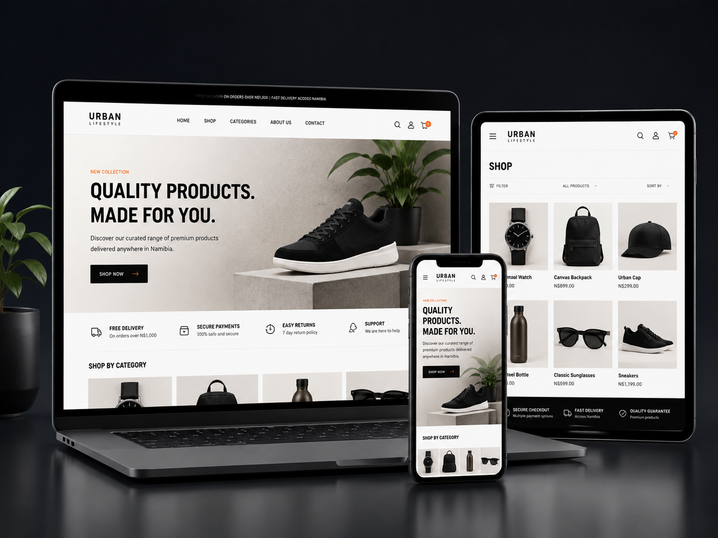 Ecommerce website and online store design for businesses in Namibia