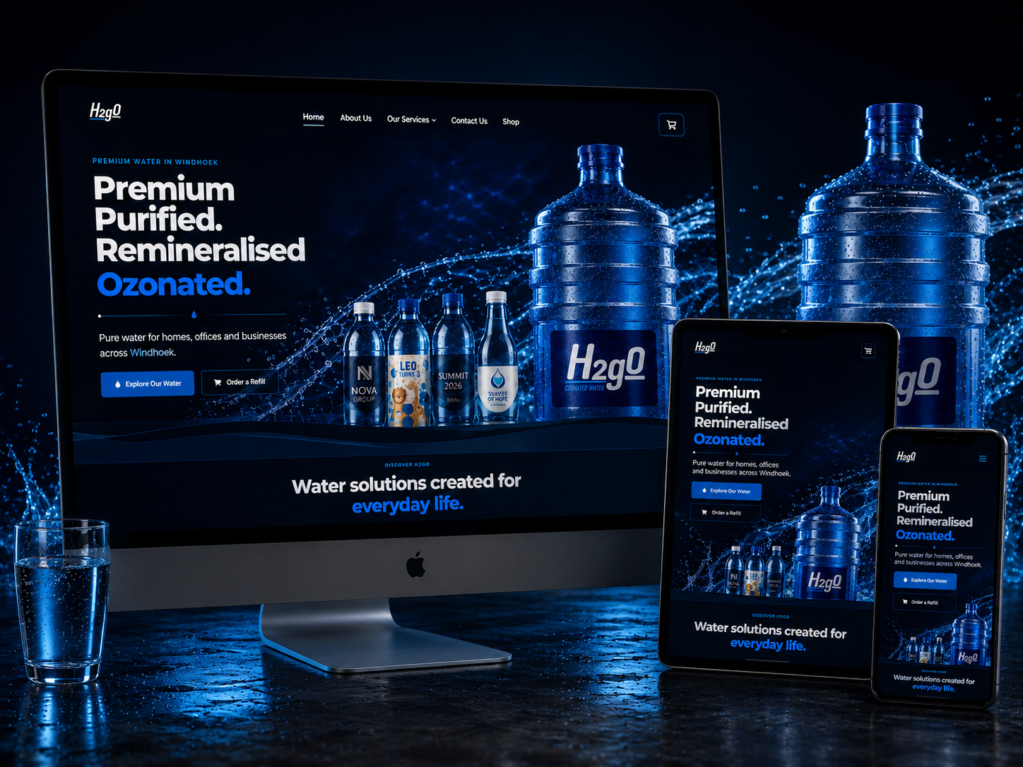 H2GO Water website design in Windhoek Namibia by Namibia Digital