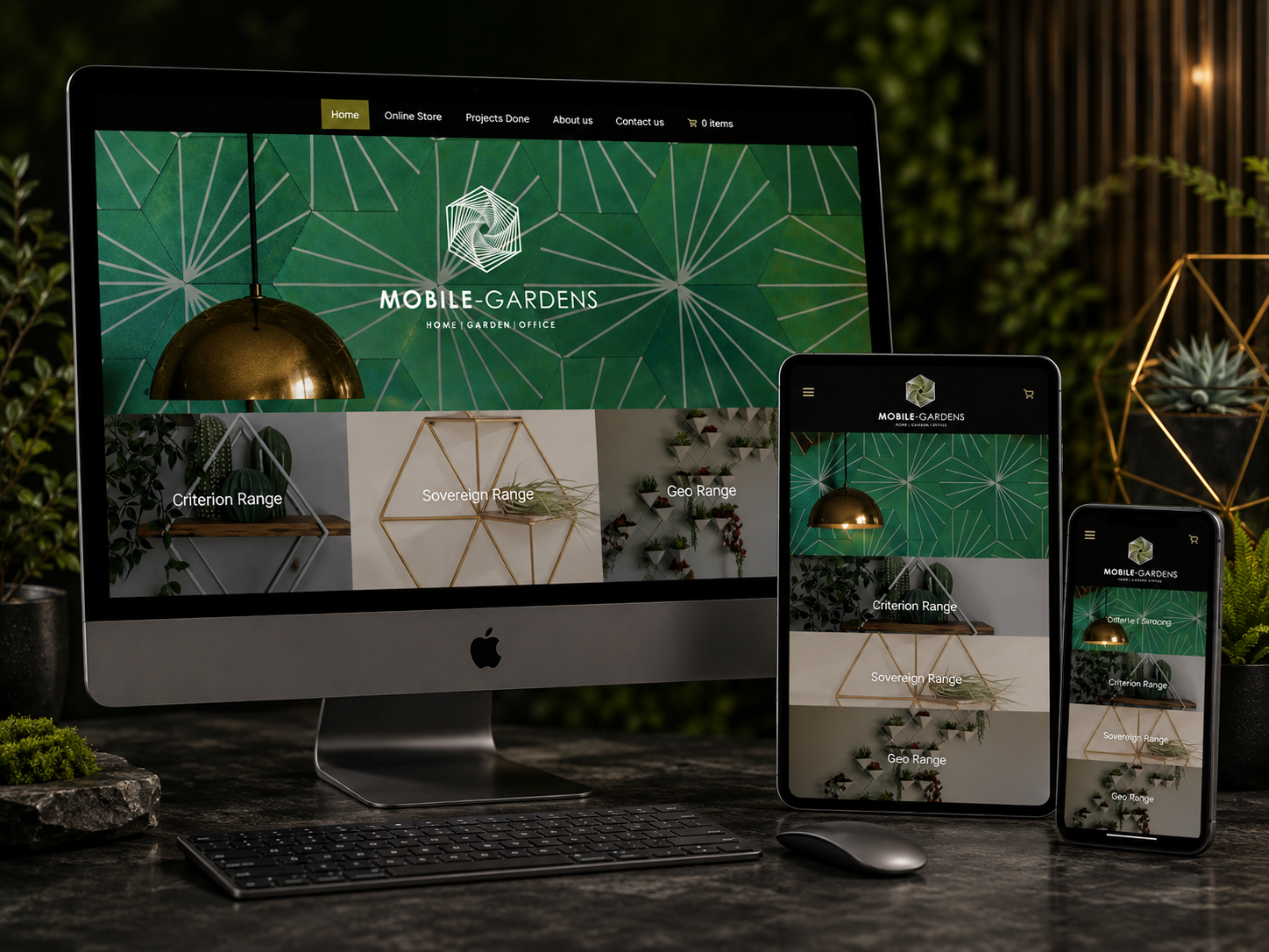 Mobile Gardens ecommerce website and product showcase designed by Namibia Digital